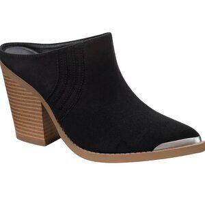 Sun & Stone Deyzaa Black Micro Suede Mules